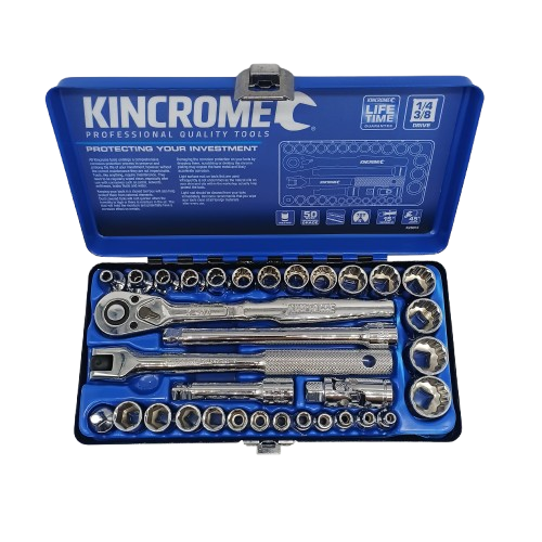 Kincrome 33 Piece 1/4 and 3/8 Inch Drive Metric Socket Set K28015 (WR 1421459)