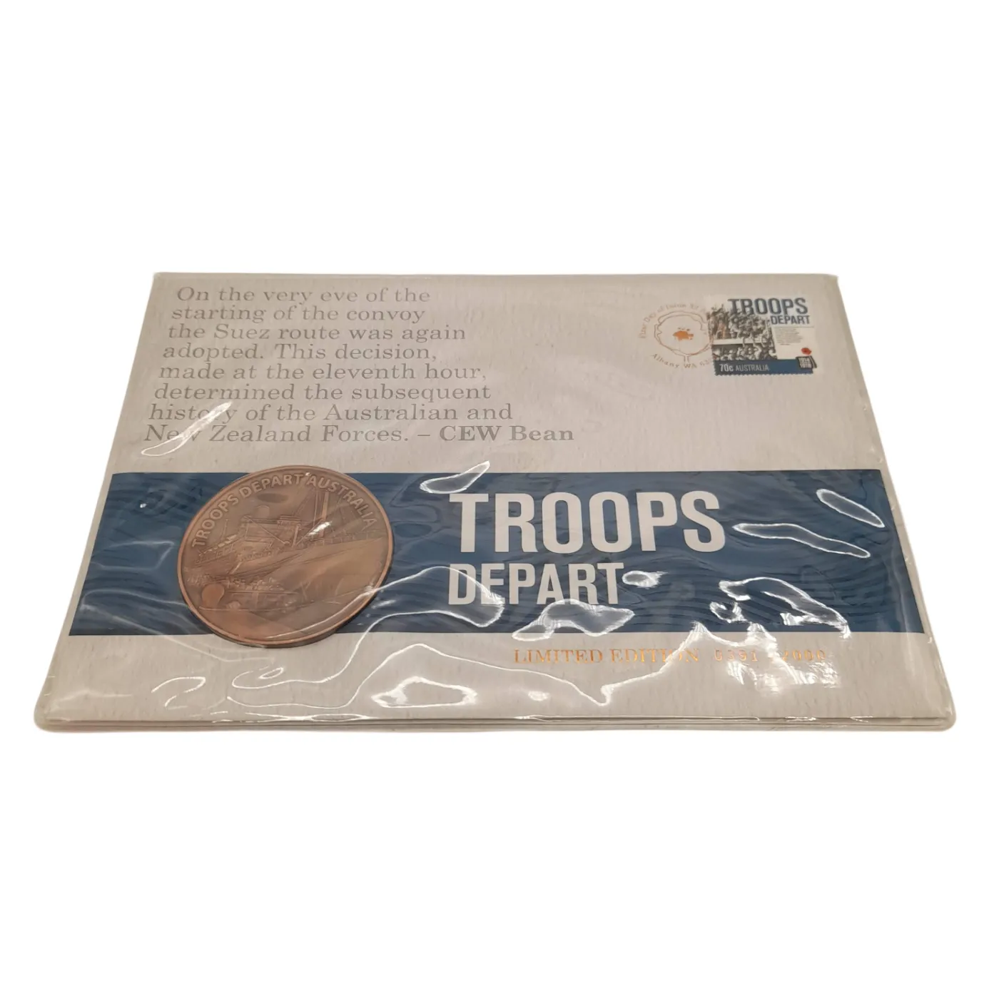 Troops Depart Collector’s Medallion and Stamp 1914-1918 Centenary of WW1 (WL 1385901)
