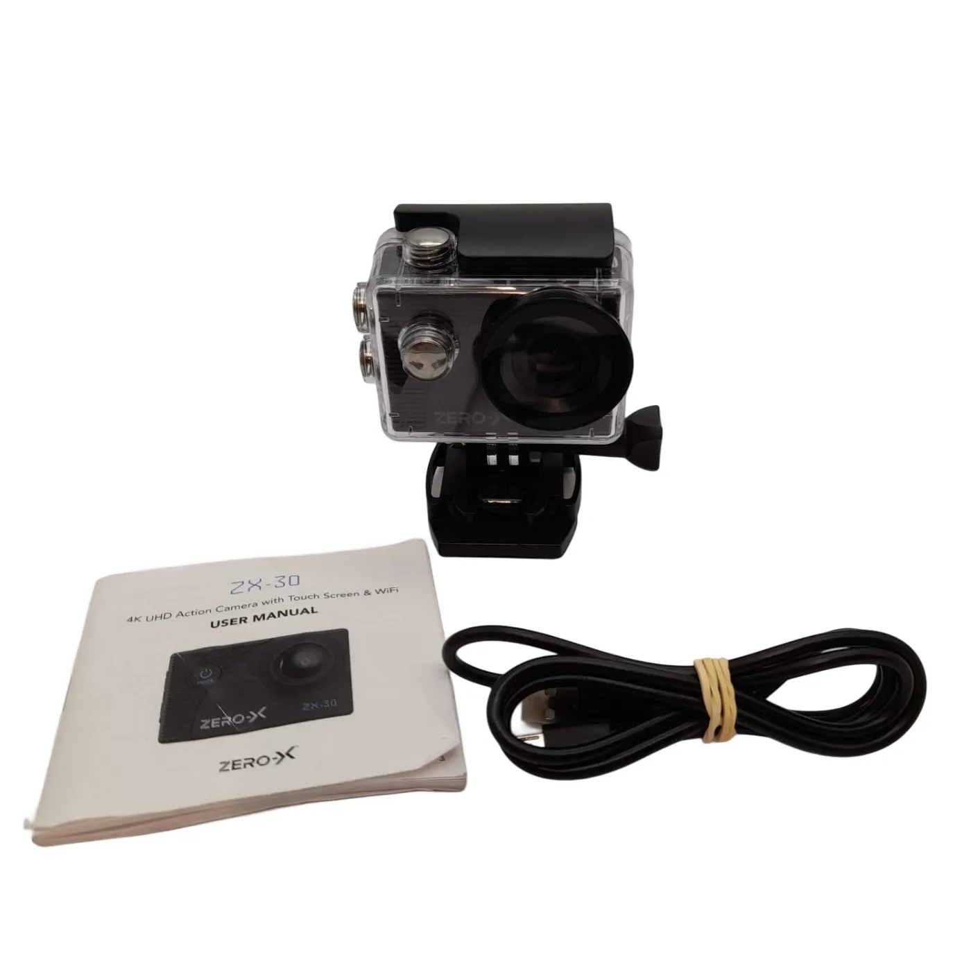 Zero-X ZX-30 Action Camera Black Grey With 8 Attachments+Manual+Charger (WL1423263)