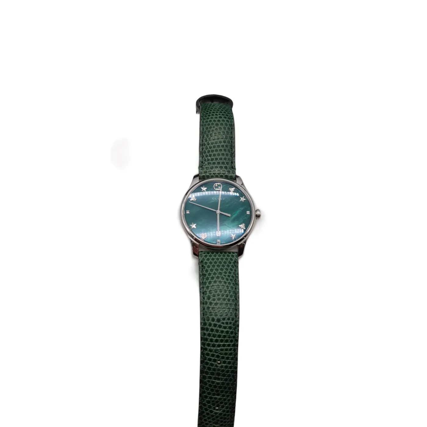 Gucci Watch Ladies 126.4 Green Leather Band Analogue 39.8g +Box  (WL1421945)