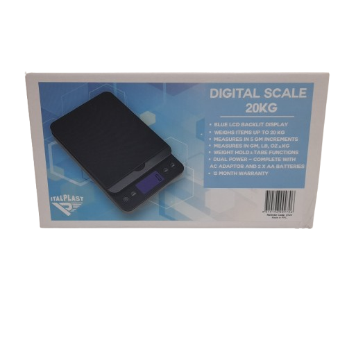 Italplast I2520 Digital Scales 20kg Black (MR)