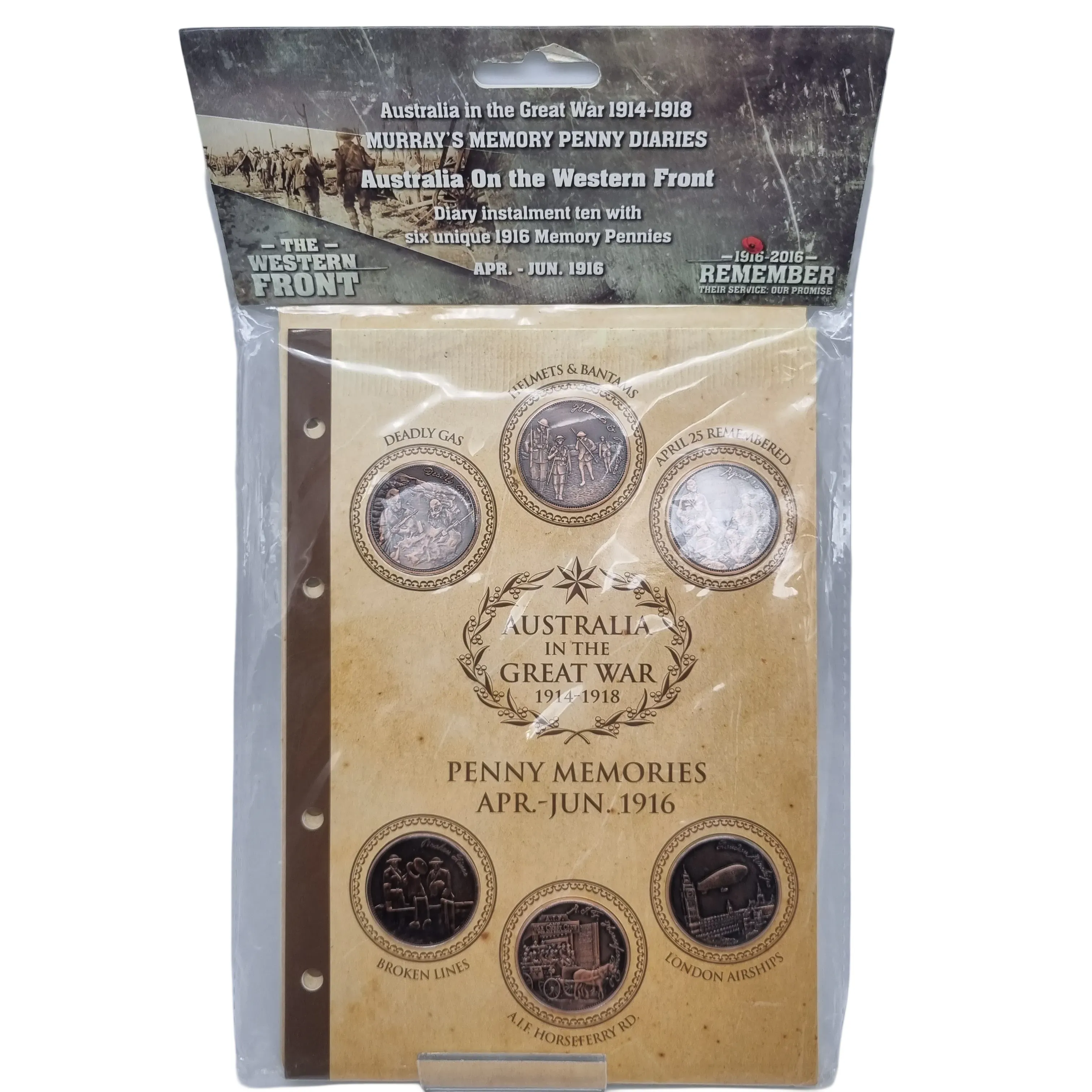 The Western Front – Australia In The Great War; Penny Memories Jan-March 2016 Six Penny Coin Set With Diary Pages