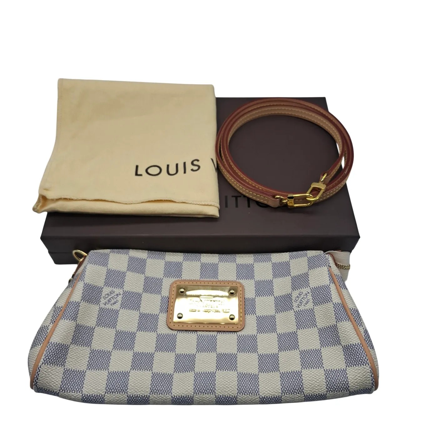 Louis Vuitton Damier Azur Eva Handbag With Box, Dustbag and Strap (WR1415934)