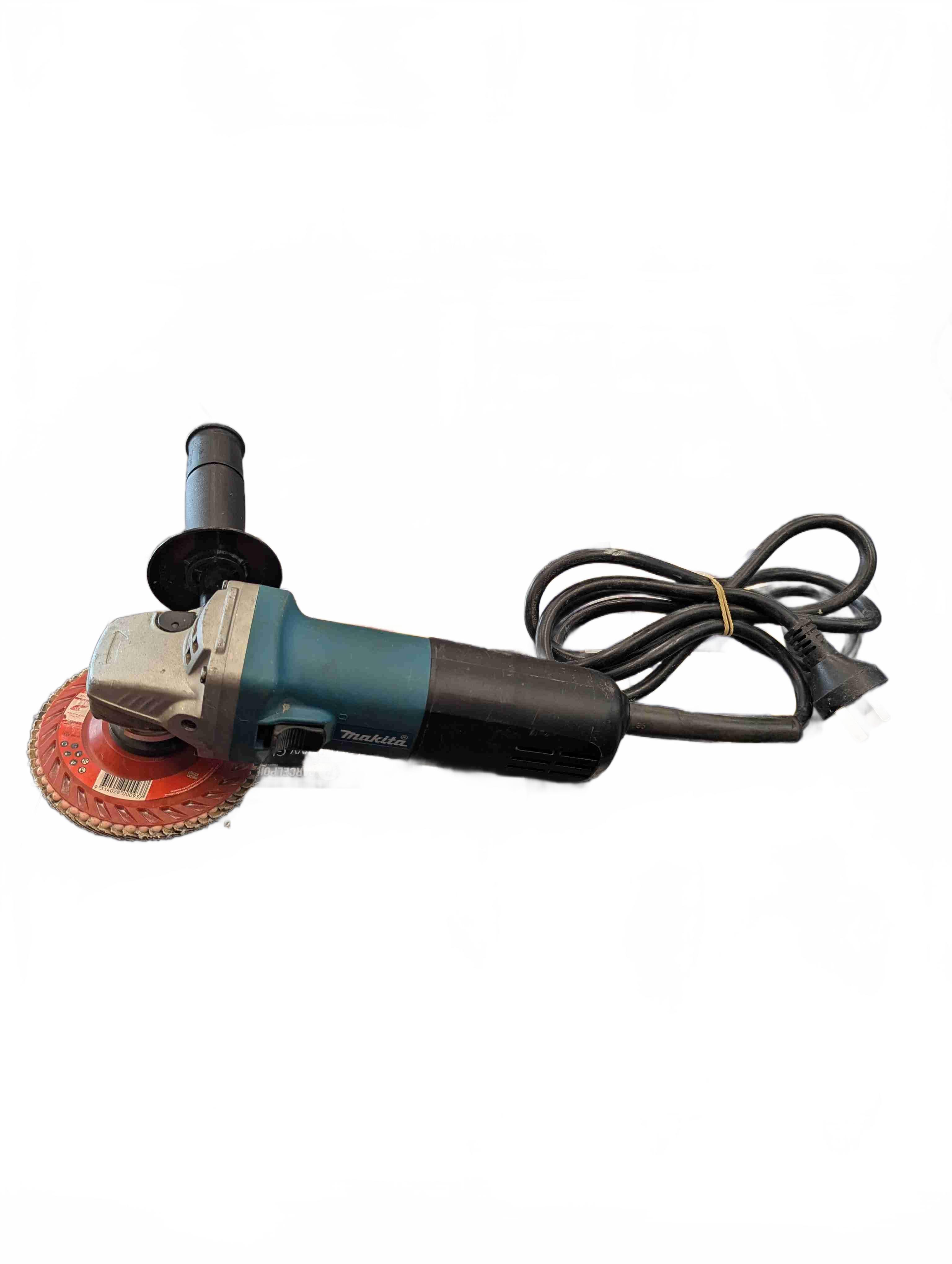 Makita Angle Grinder 9555HN, 240V, Good USED Condition, With Ceramic Flap Disc + Handle (GE 1437575)