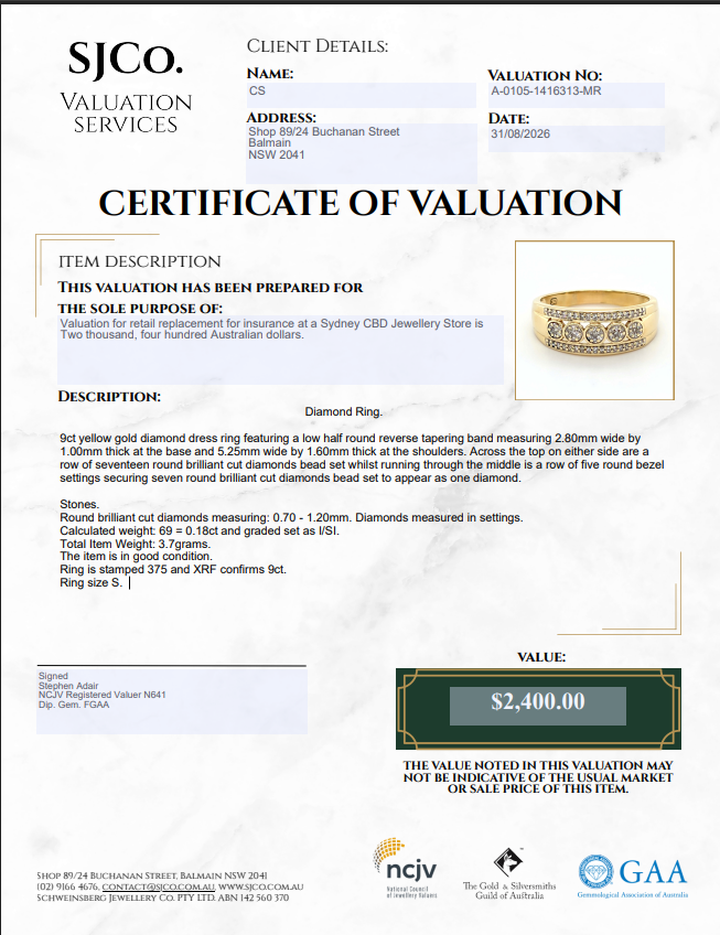 Ladies 9ct Yellow Gold Ring With Diamonds – Ring Size S (MR1416313)