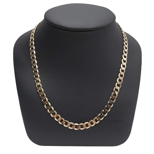 9ct Yellow Gold Curb Necklace – 37.62g, 55cm, Stamped 375