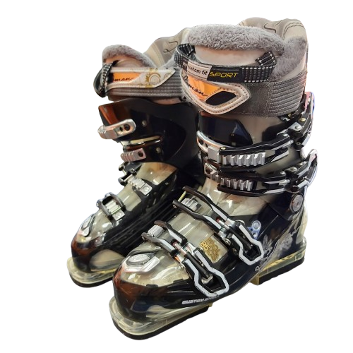 Custom Fit Ski Boots Black And Clear Size 24 With Orange Ski Market Racing Equipment