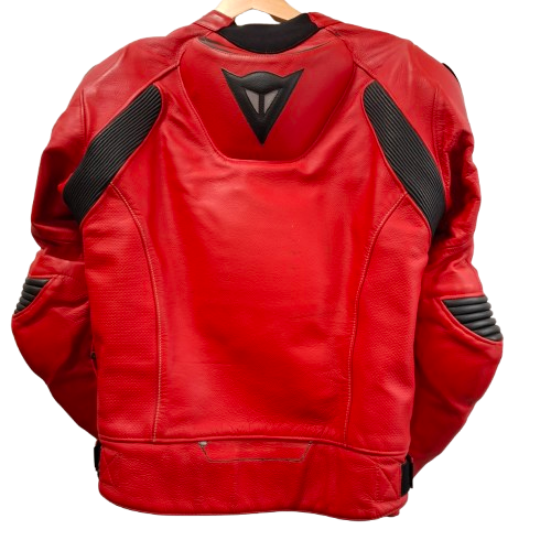 Dainese Motorbike Jacket Red Leather Size 52 Mens (JN)