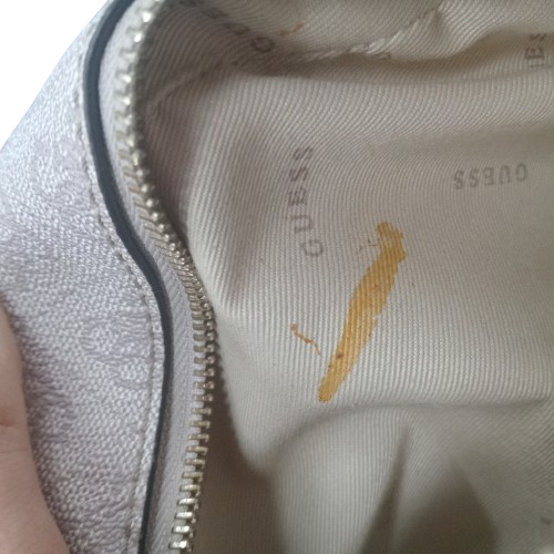 Guess Women’s Noelle Camera Crossbody Handbag Powder Logo Print (AP787914) *Small Stain On Inside*