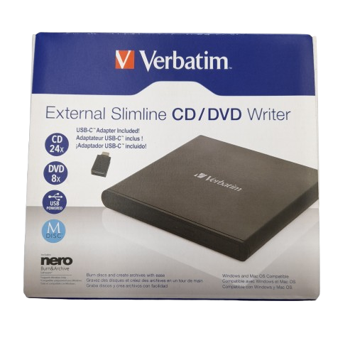 Verbatim External Slimline CD/DVD Writer DPAB Black (LN)