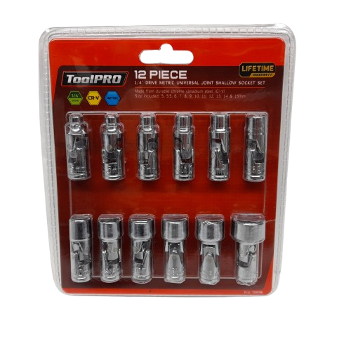 ToolPRO 1/4″ Uni Joint Shallow Socket Set 12 Piece (MR)