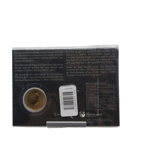 Anzac Day 2014 Lest We Forget $1 Coin