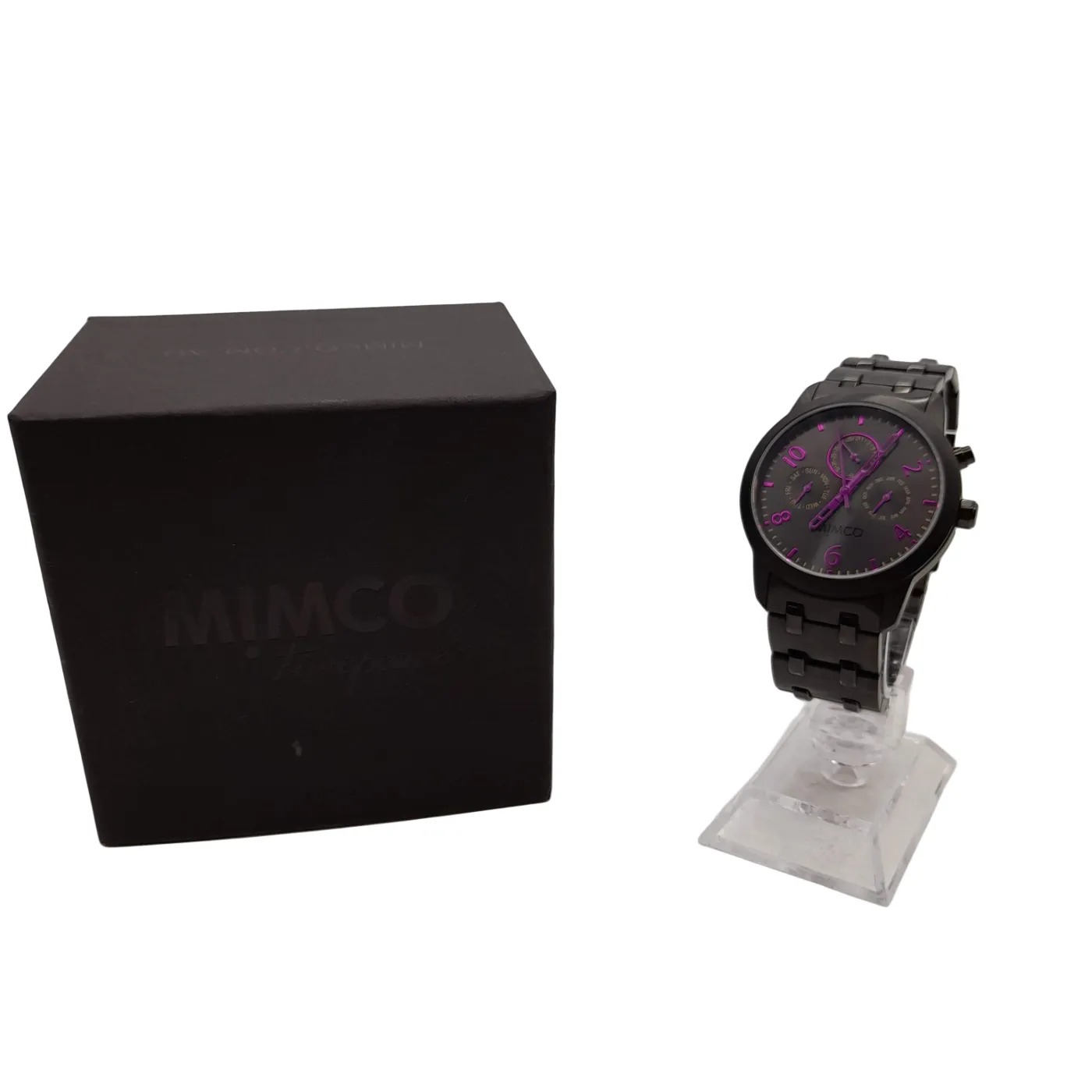 Mimco Timepeace Black and Purple Colourway Watch with Box (WL1417371)