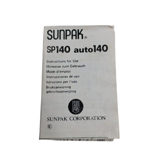 Sunpak Auto 140 35mm Film Camera Flash Unit, Good USED Condition  With Box + Manual (NA)
