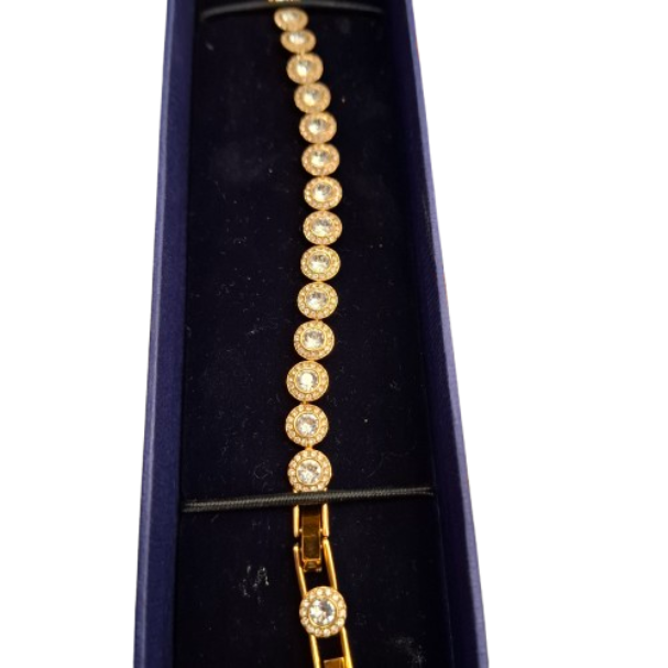 Ladies Gold Metal Swarovski Crystal Bracelet  (JN)