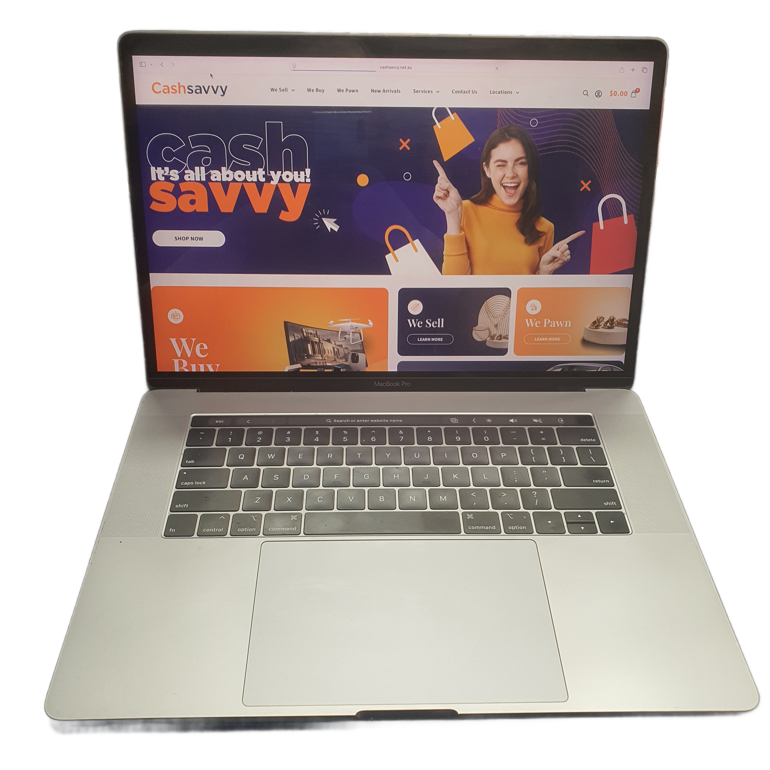 Apple MacBook Pro 15,1 A1990 i7-8750H 16GB 256GB Radeon 555X, Space Grey, Good USED Condition, Battery Service Recommended, With Lenovo 65W USBC Charger (MR 1421468)