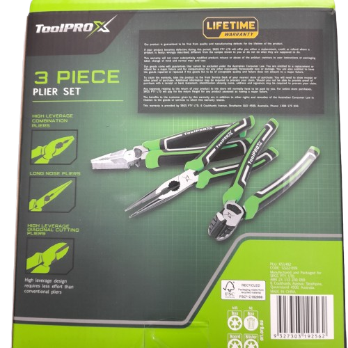 Toolpro Plier Set 3 Piece Model 651402 (LN)