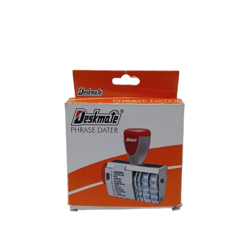 Deskmate Grey Phrase Dater Rubber Stamp (In The Box) (CP)
