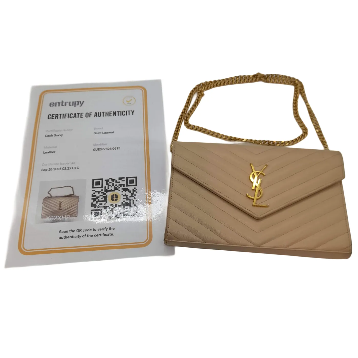 YSL Saint Laurent Leather GUE377828 0615 Handbag With COA (WL 1360558)