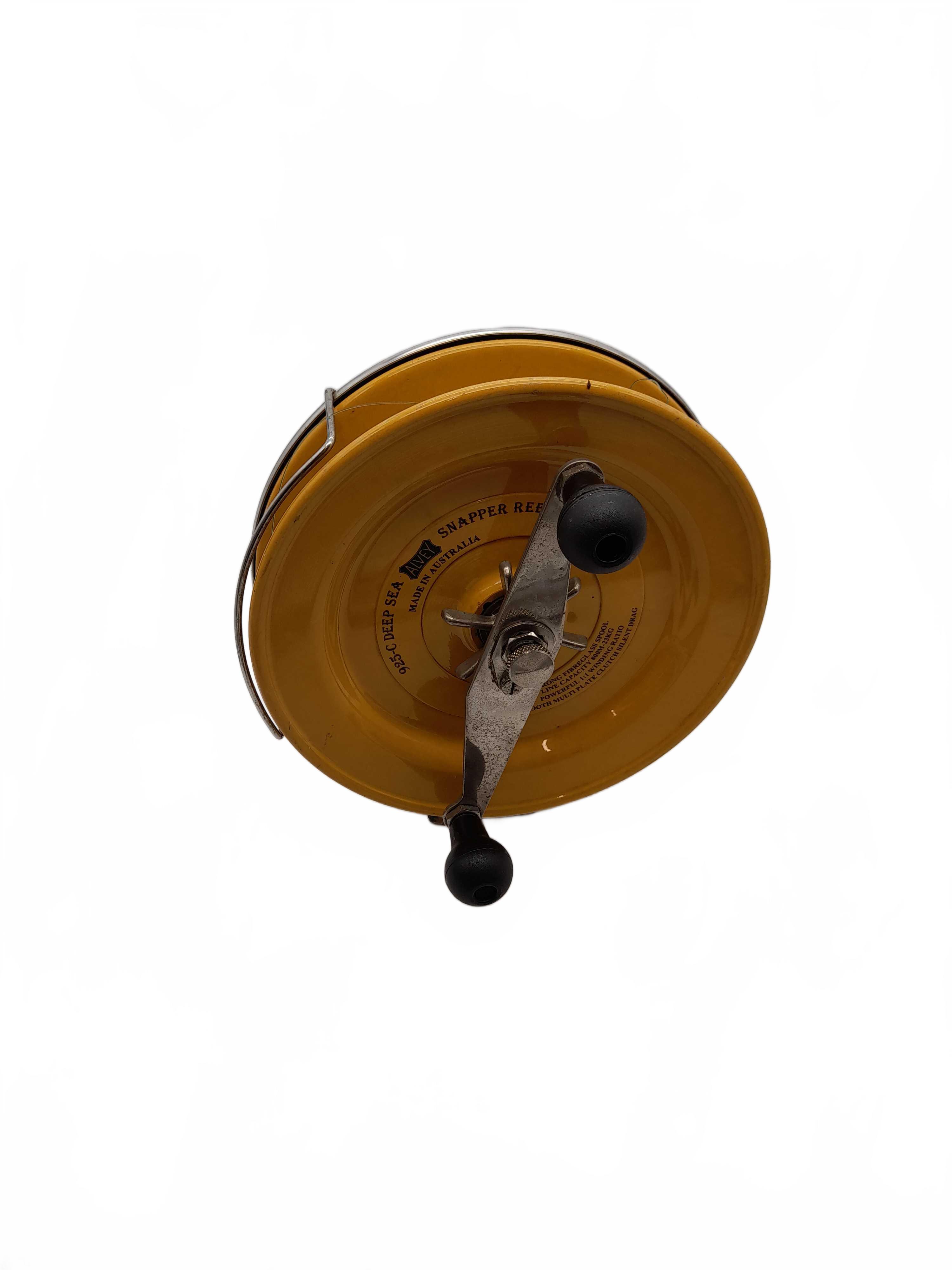 Alvey Reel 925-C Deep Sea Snapp Yellow/Silver Good Working Condition With Green Line (WL1430361)