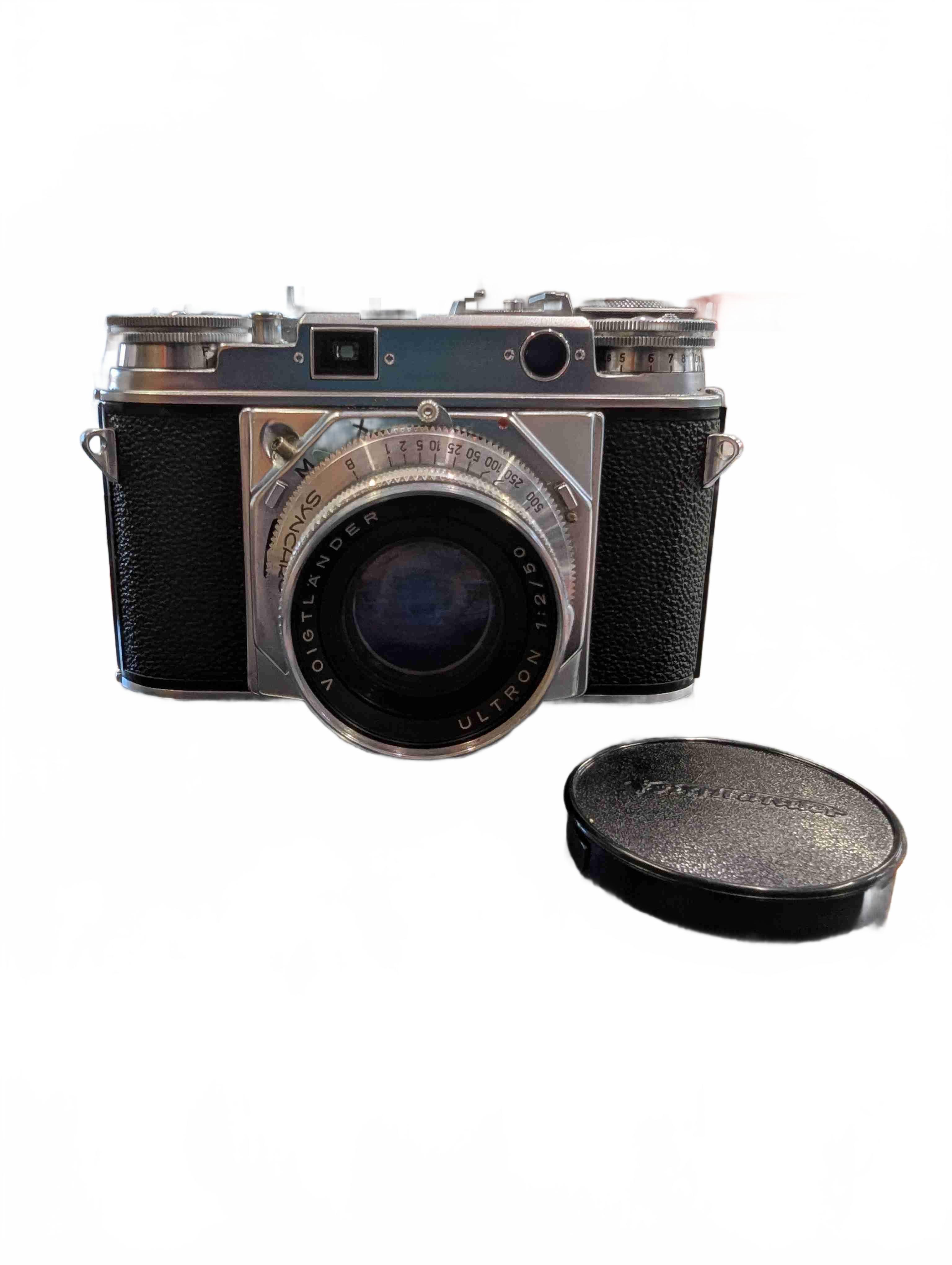 Voigtlander Prominent Vintage 35mm Film Camera, With Ultron 50mm Lens + Leather Case, Excellent USED Condition – UNTESTED (GE 1435750)