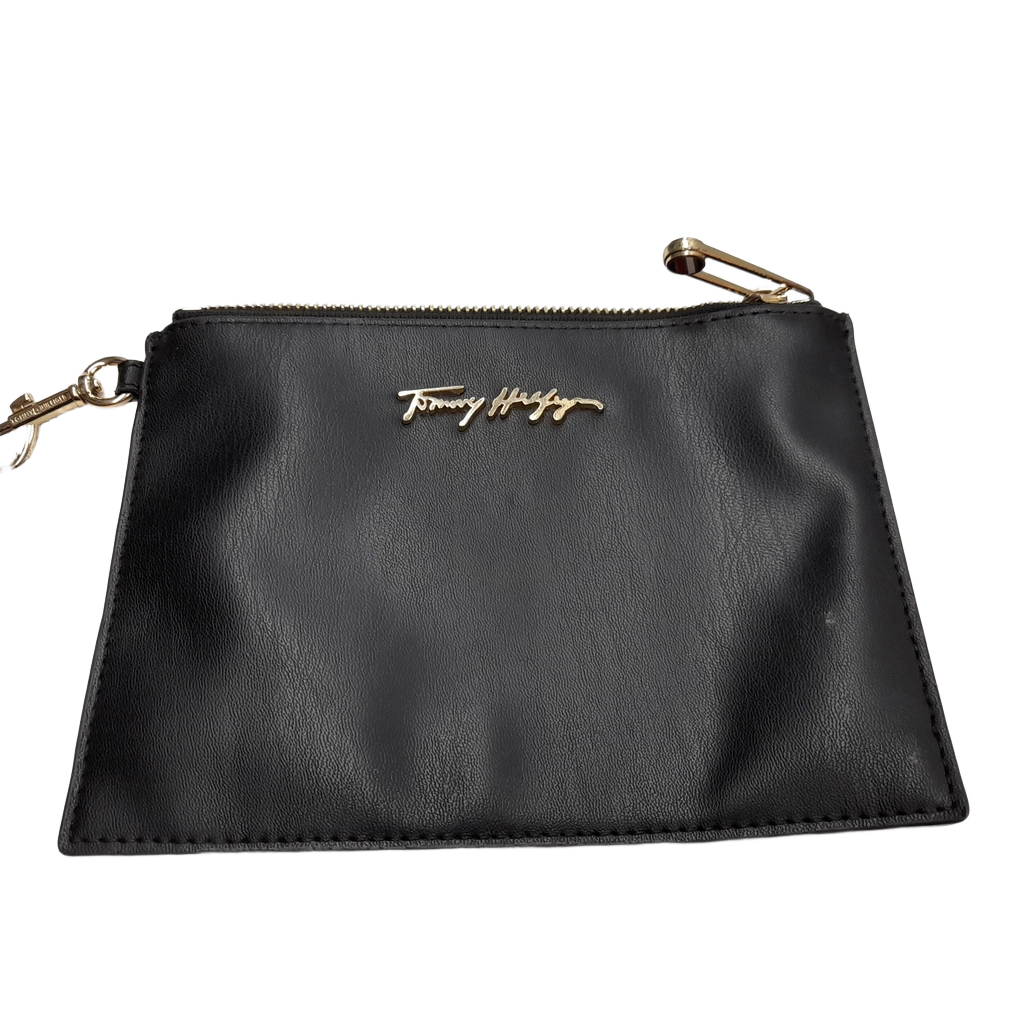 Tommy Hilfiger Black Leather Tote Bag with Zipper (MR)