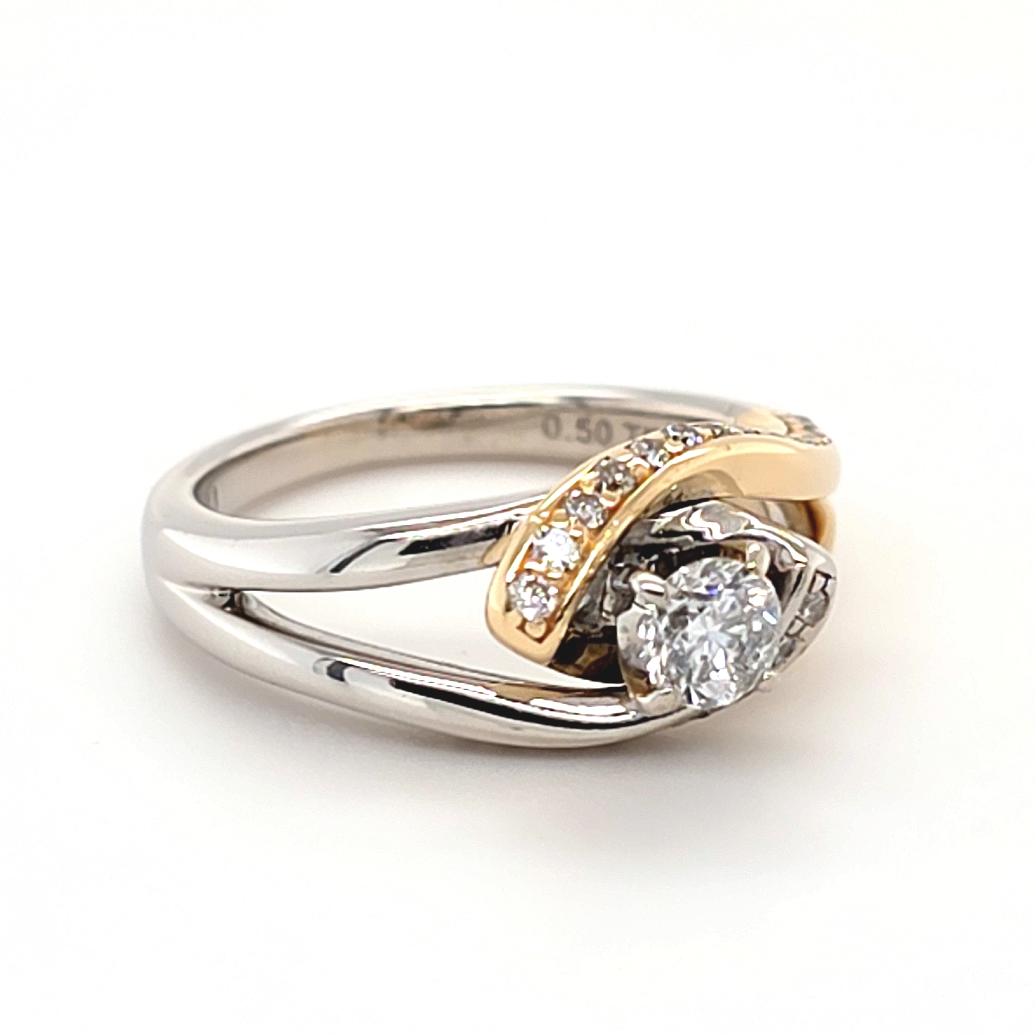 Ladies 14ct Yellow And White Gold Diamond Ring – Ring Size – L (MR1419000) With Valuation