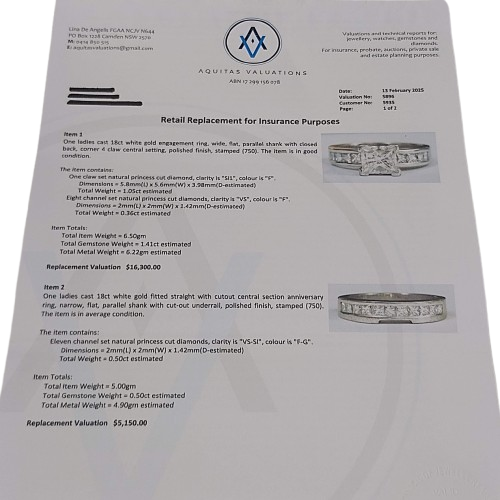 18ct White Gold 3-Piece Wedding Set 2.41ct TDW with Valuation Paperwork