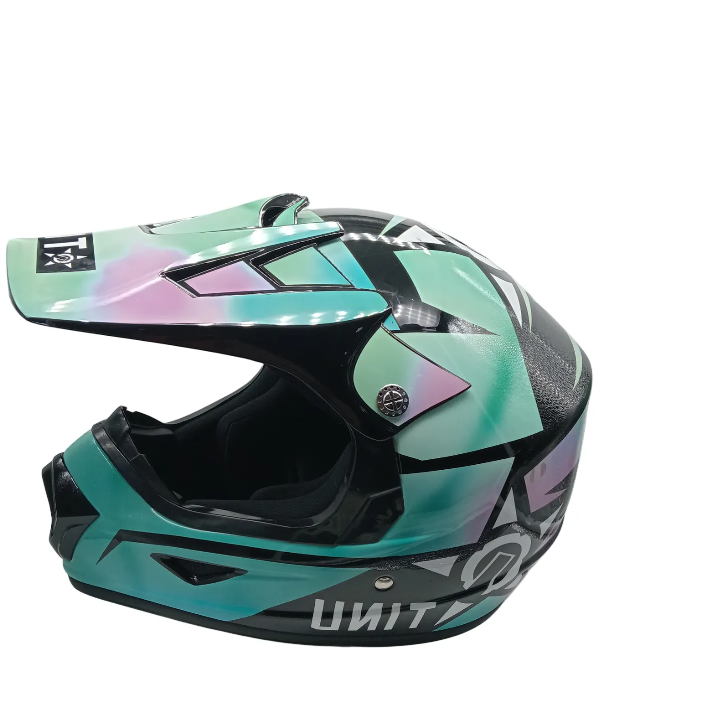 UNIT Riders Youth Helmet Sky High PC-7 Black/Purple/Teal (WR 1351366)
