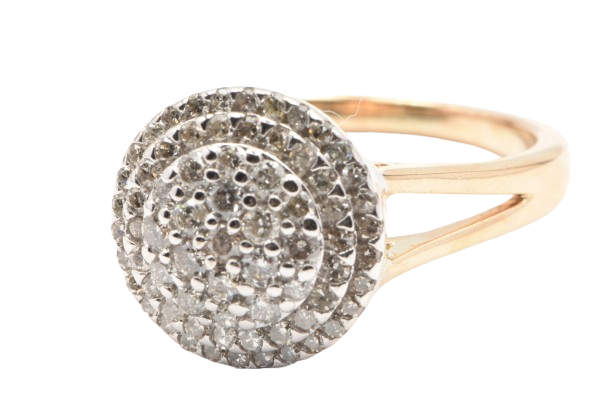Ladies 9ct Yellow & White Gold Diamond Cluster Ring 0.50ct TDW I With Valuation (MR)