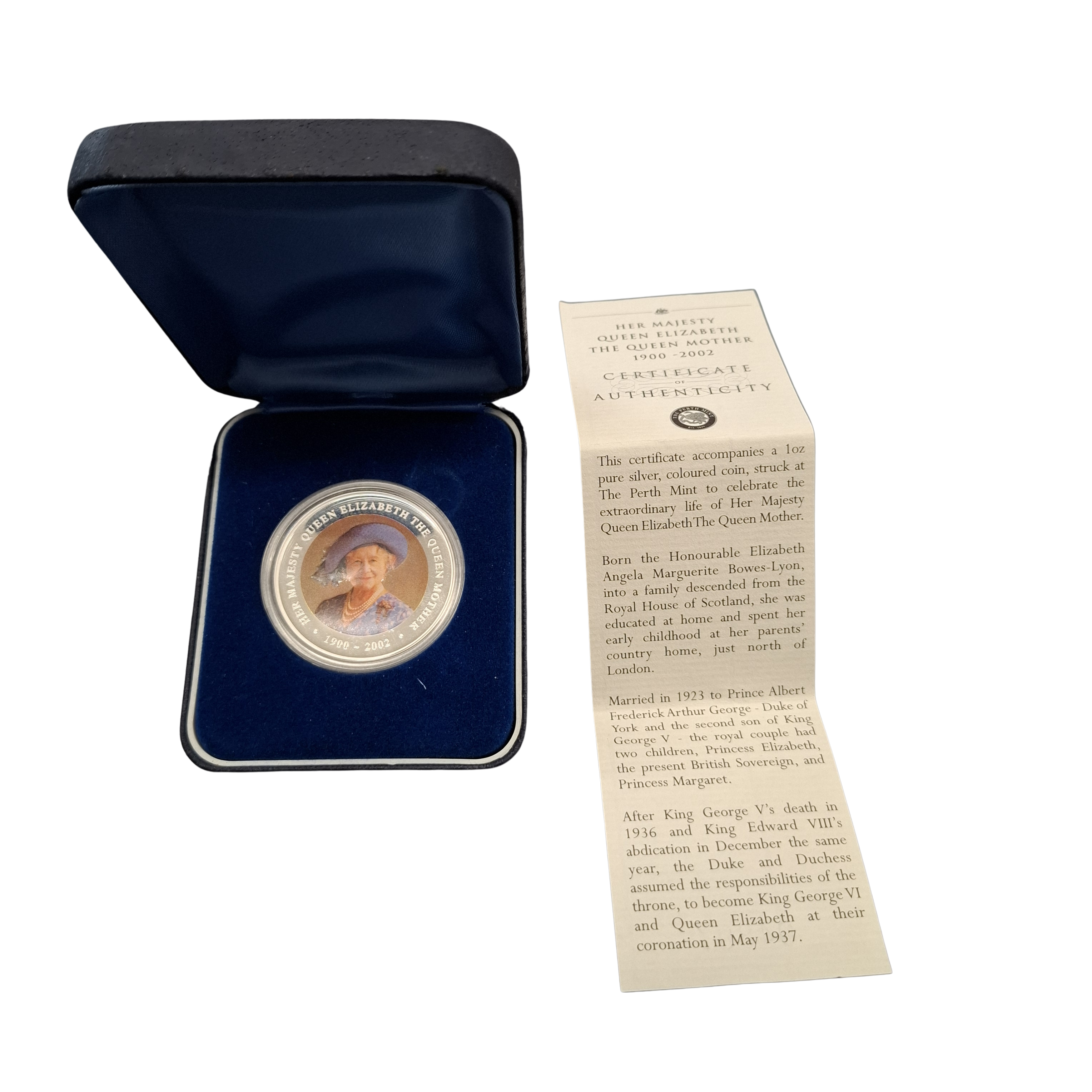 The Perth Mint Her Majesty Queen Elizabeth The Queen Mother 1900-2002 999ct Silver Coin 33.0gms (JN1430971)