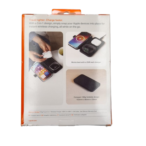 Cygnett MagTravel 15W 3-in-1 Wireless Charger – Black – (LN)