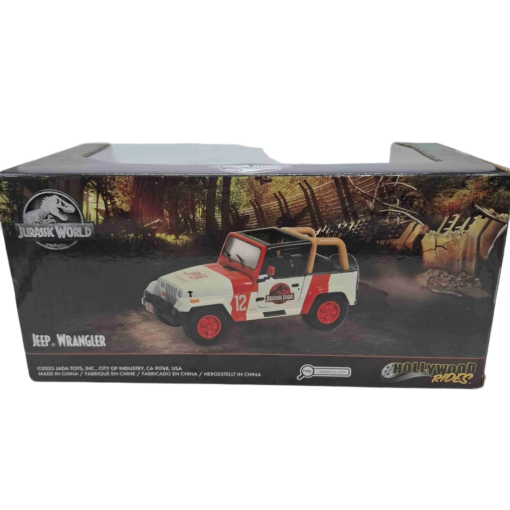Jurassic World Die Cast Car Jeep Wrangler Red White In Box (WR1428548)