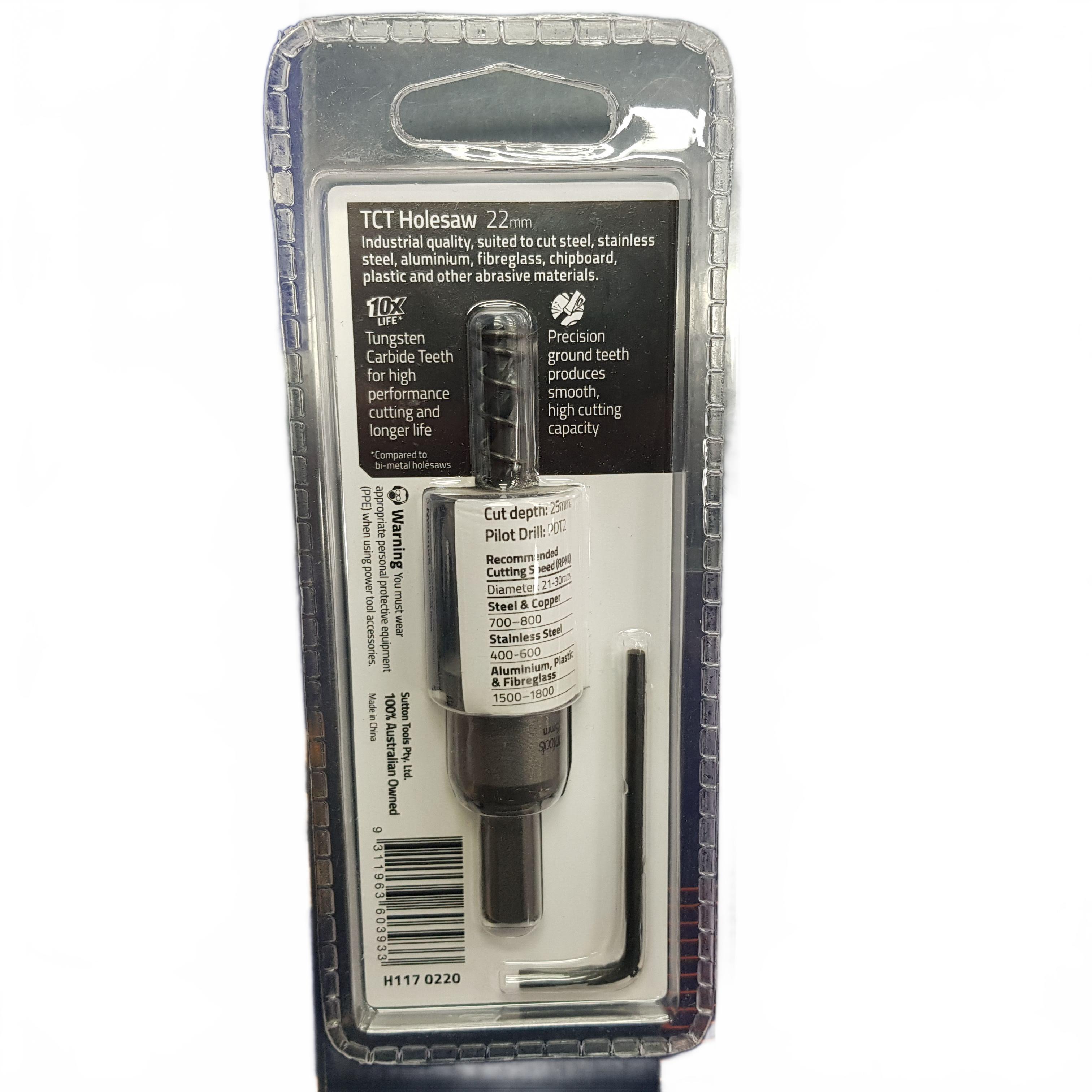 Sutton Tools 22mm TCT Holesaw H1170220 (MR)