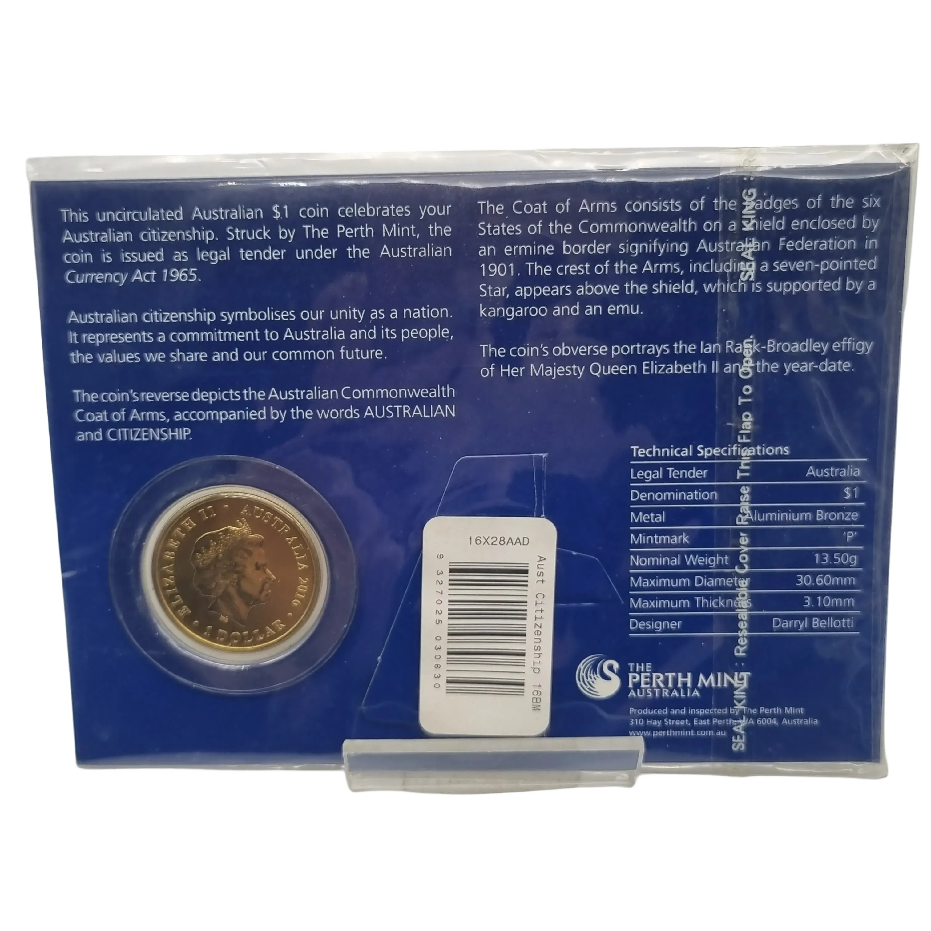 2016 Australian Citizenship One Dollar Uncirculated Coin
