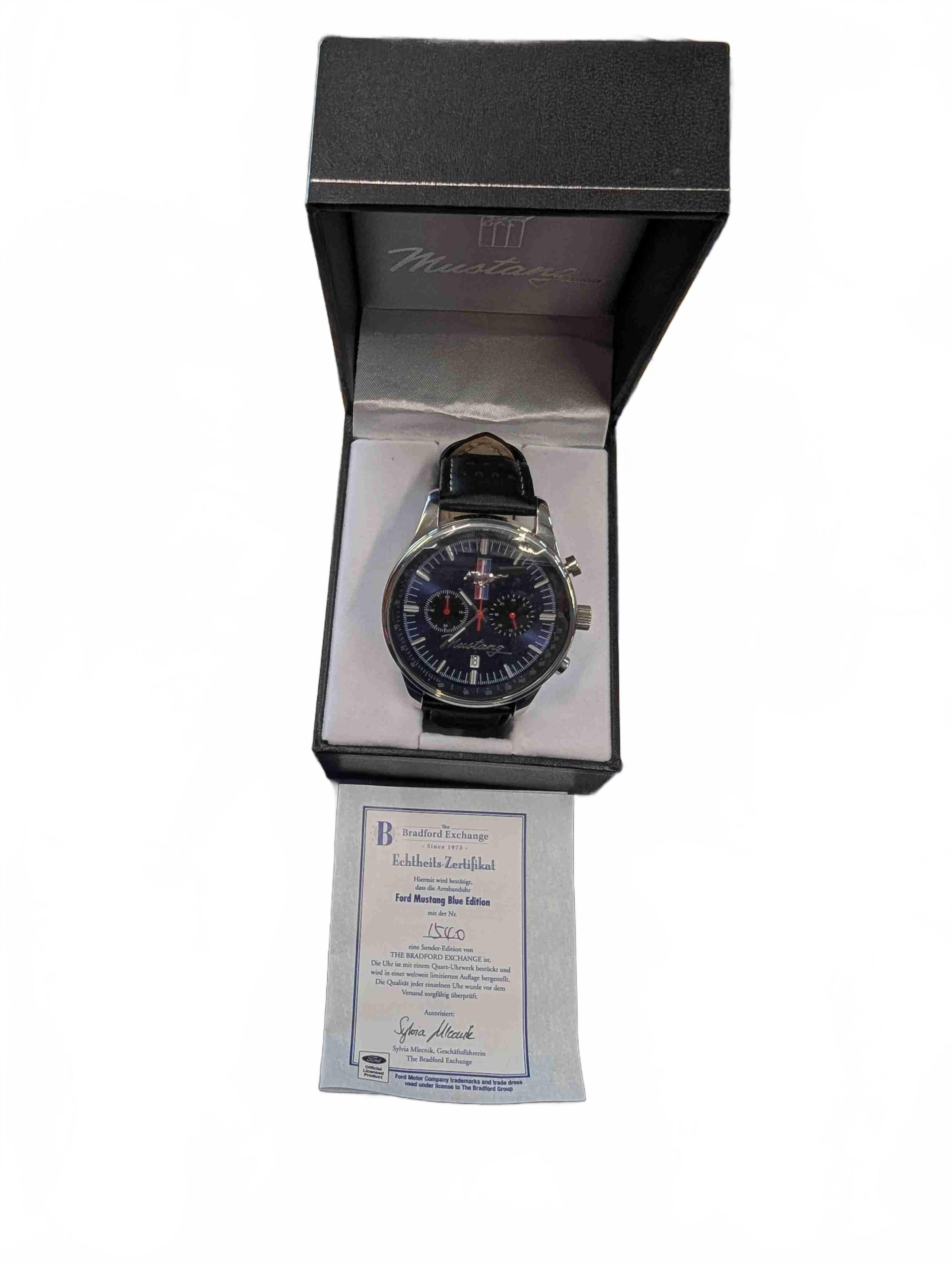Men’s Bradford Exchange Ford Mustang Men’s Watch, Excellent LIKE NEW USED Condition, With Box + COA (GE 1437570)