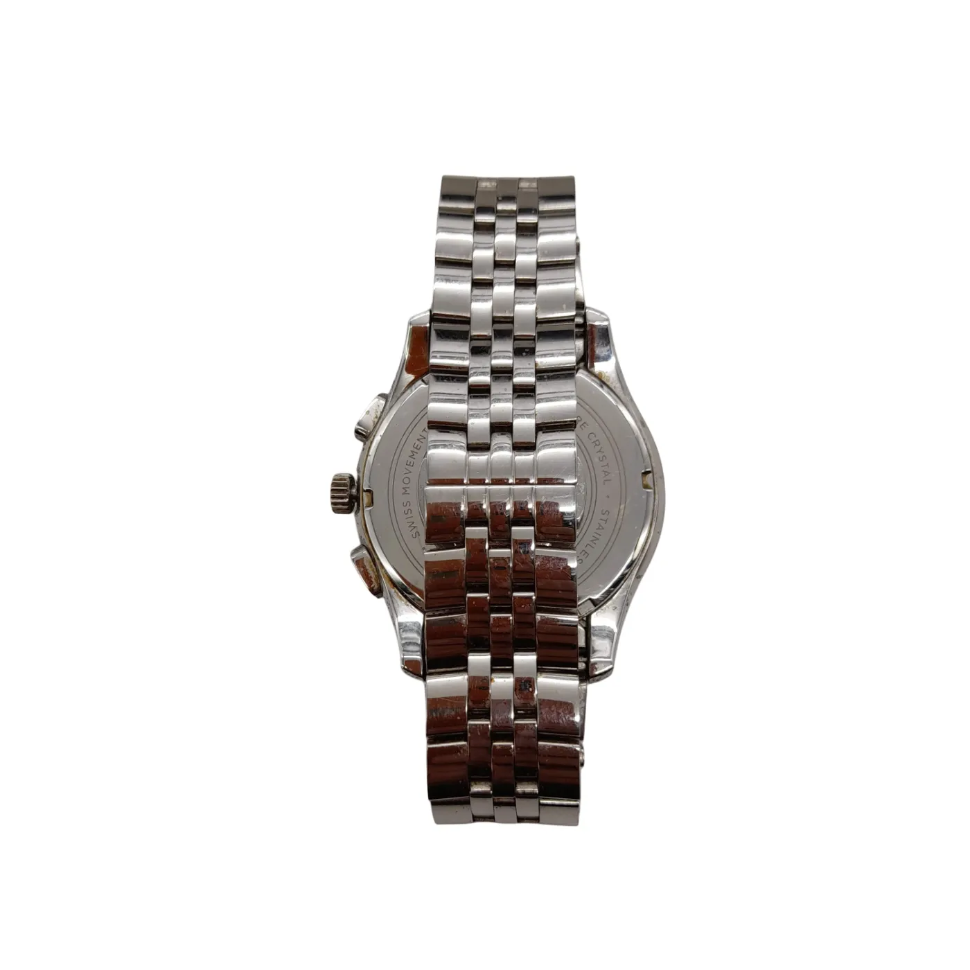 Club+Swiss CS1512G2 Men’s Silver Stainless Steel Band Analogue Watch with Black Dial+Box+Spare Links (WL1400683)