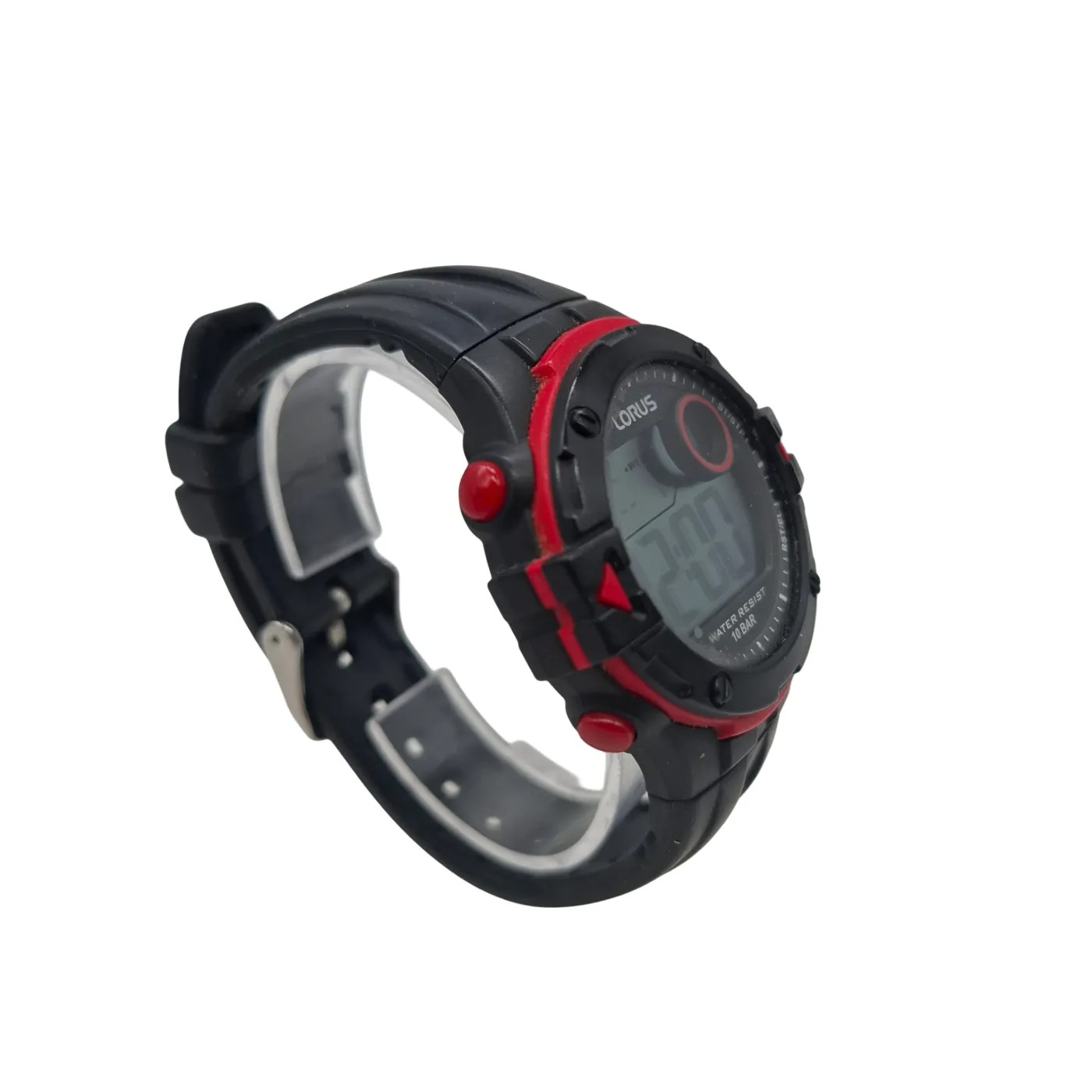 Lorus Mens Watch Black Rubber Band Digital Glass Round (WR 1418051)