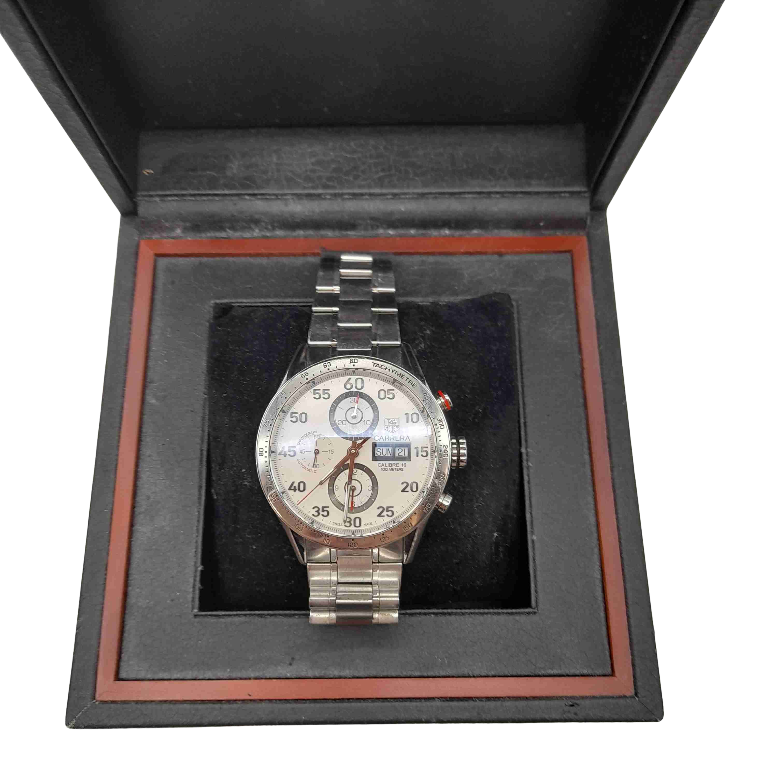 Tag Heuer Carrera Calibre 16 CB2A11 Mens Silver Stainless Steel Watch + Box + Book (1436554)