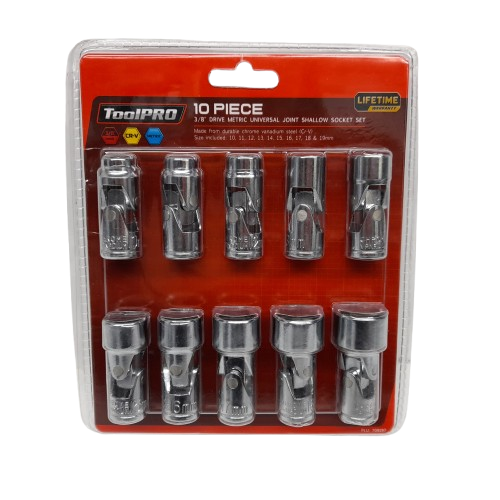 ToolPRO 3/8″ Uni Joint Shallow Socket Set 10 Piece (MR)