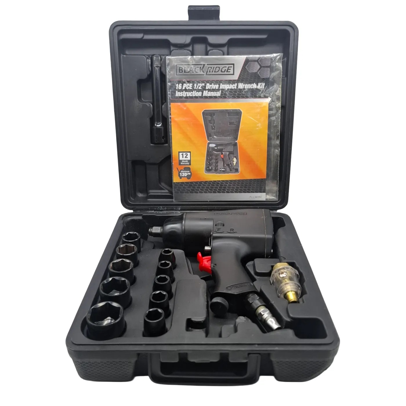 Blackridge Air Impact Wrench 1/2″ Drive with 16-Piece Accessory Kit (WR 1416798)