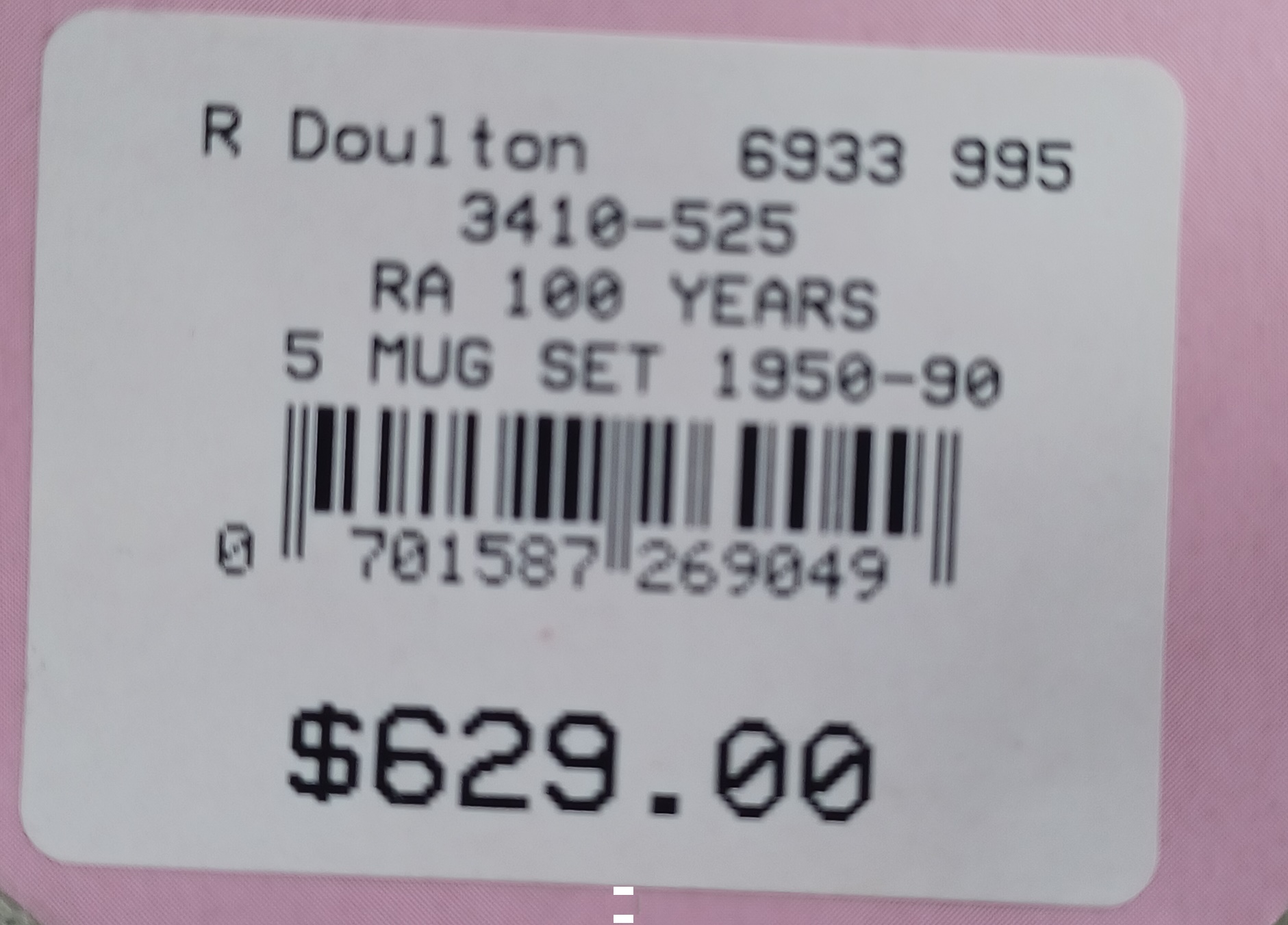 Royal Albert 100 Years Set Of 5 Mugs 1950-1990