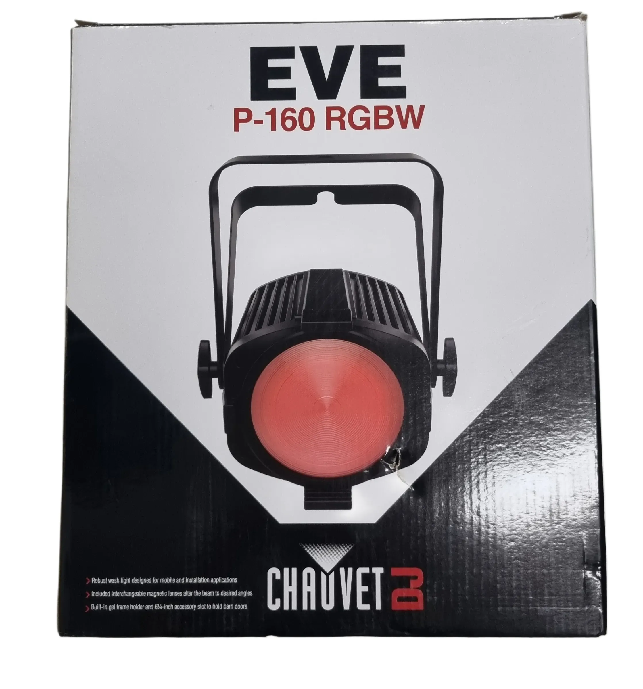 EVE P-160 RGBW Spotlight in box + Lense Cover + Bracket + Power Cord