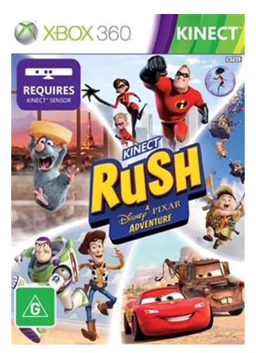 Microsoft XBOX 360 Kinect Rush (A Disney Pixar Adventure), Good Condition, With Case + Game Demo Disc