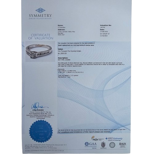 Ladies 9ct White Gold Brilliant Cut Illusion and Channel Set Diamond Ring 0.26ct TDW M 1/2 With Valuation (MR)