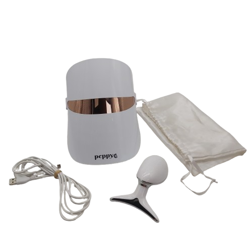Peppy Co LED Light Therapy Mask with Facial Sculptor, USB Charge Cable And Bag