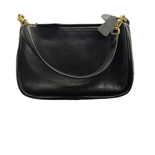 COACH Black Leather Handbag with Box, Extra Strap, and Dustbag (NA)