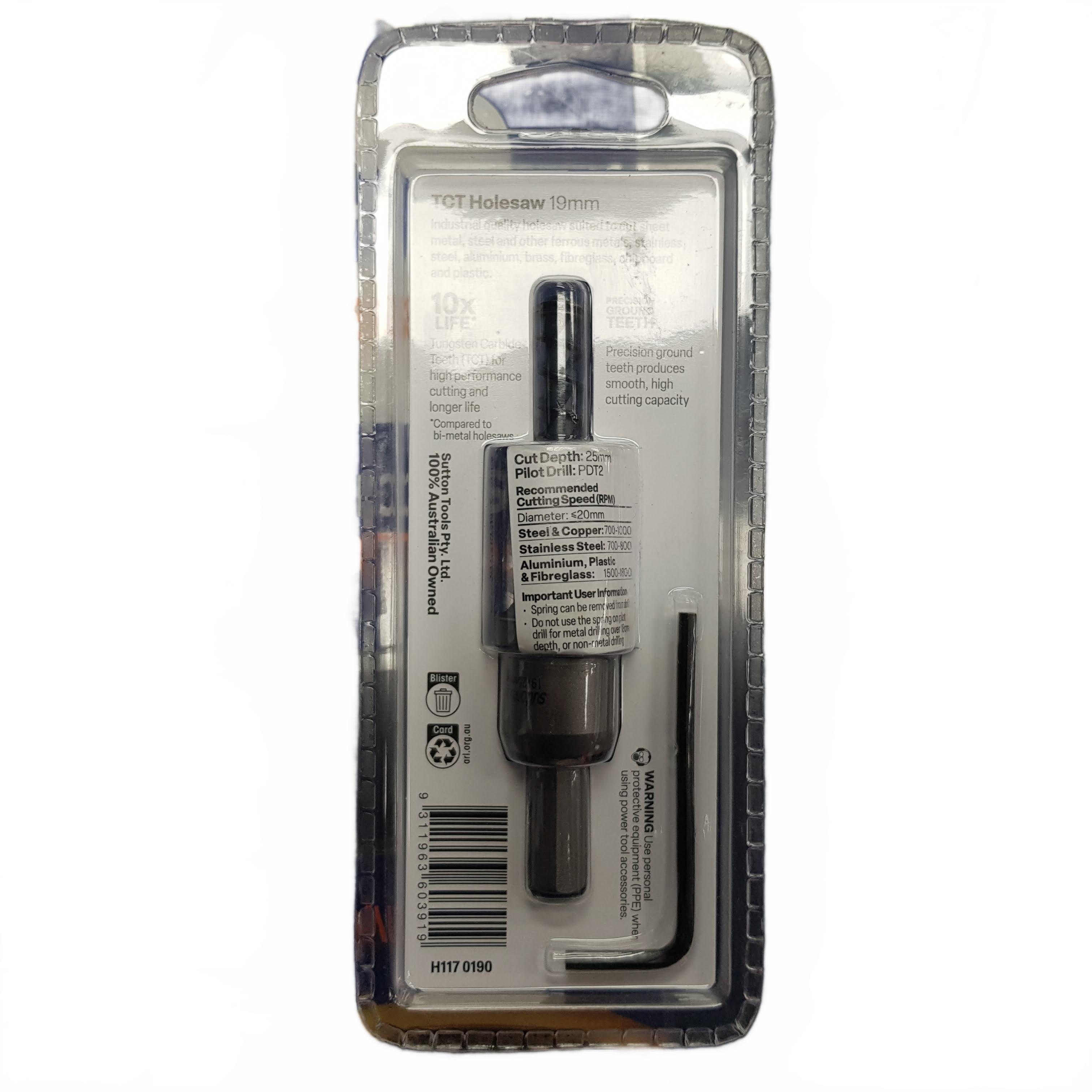 Sutton Tools TCT Holesaw 19mm H1170190 (MR)