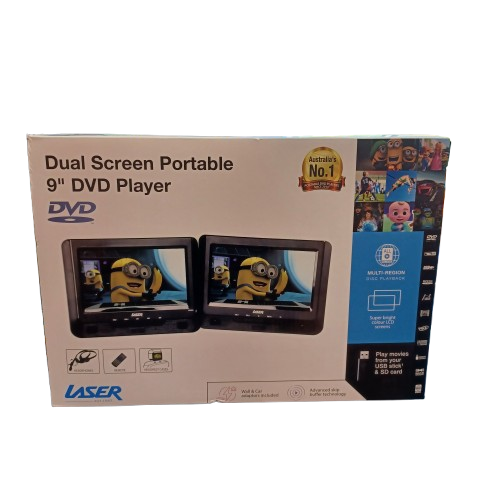 Laser 9-Inch Dual Screen Portable DVD Player In Box (WR 1383600)
