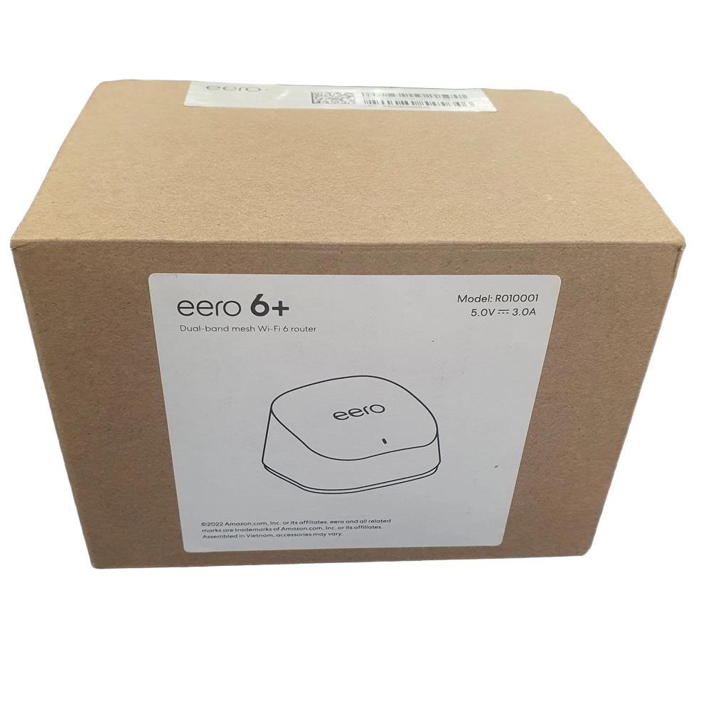 Eero 6+ Wi-Fi Router R010001 With Box, AC Adaptor + Ethernet Cable (MR 1390683)